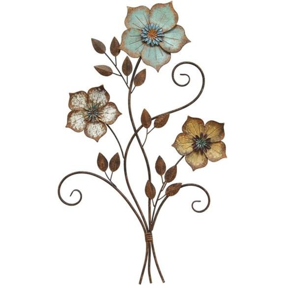 Tricolor Flower Wall Decor 19.25 W x 1.50 D x 30.00 H Multi